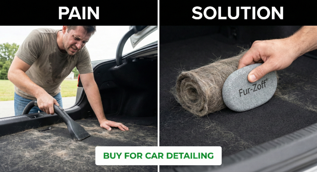 Close up of Fur-Zoff stone dragging a dense roll of hair in one swipe