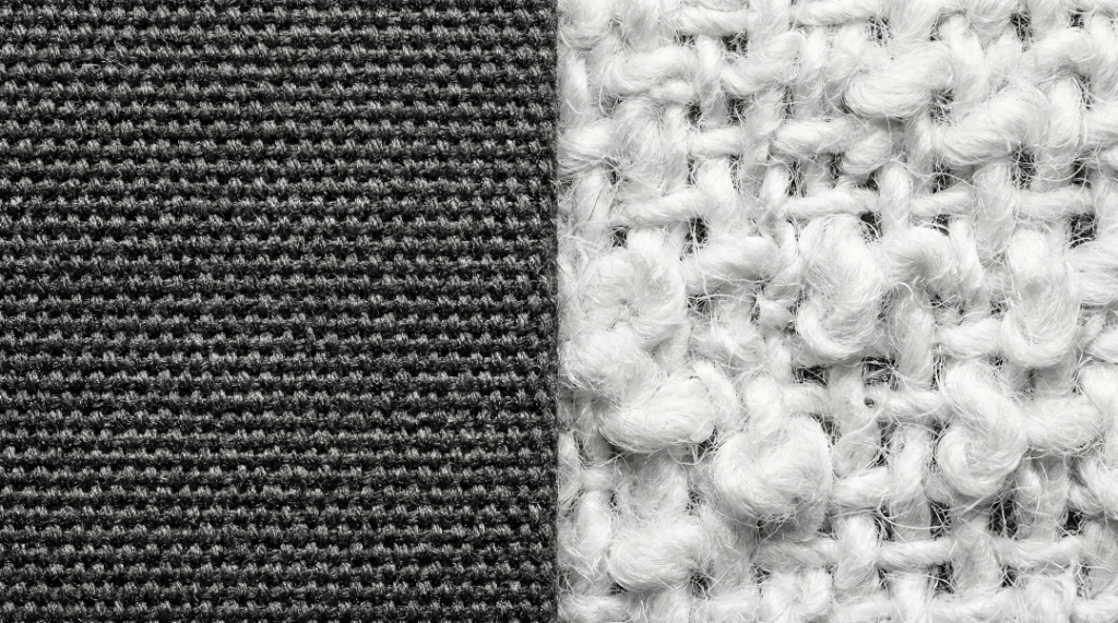Macro comparison of fabric weaves. Left: Safe tight weave (Microfiber). Right: Unsafe loose loop weave (Boucle).